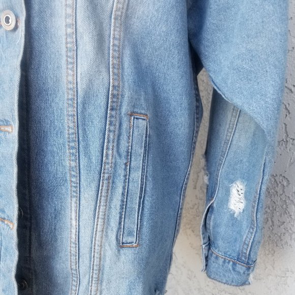 FAshion Nova LGBTQ distressed denim jacket - Picture 11 of 13